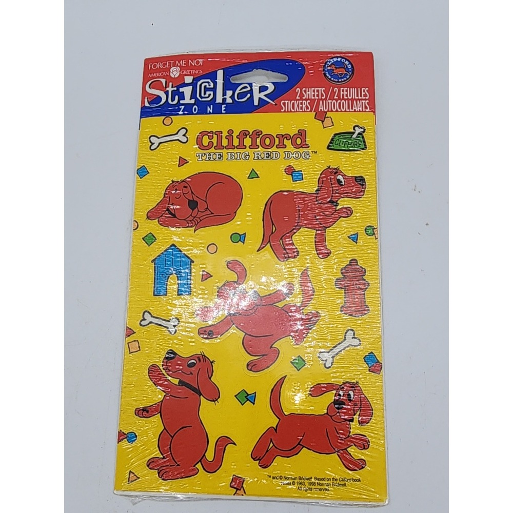 Vintage 90s Clifford the Big Red Dog Sticker Zone 2 Sheets American Greetings
